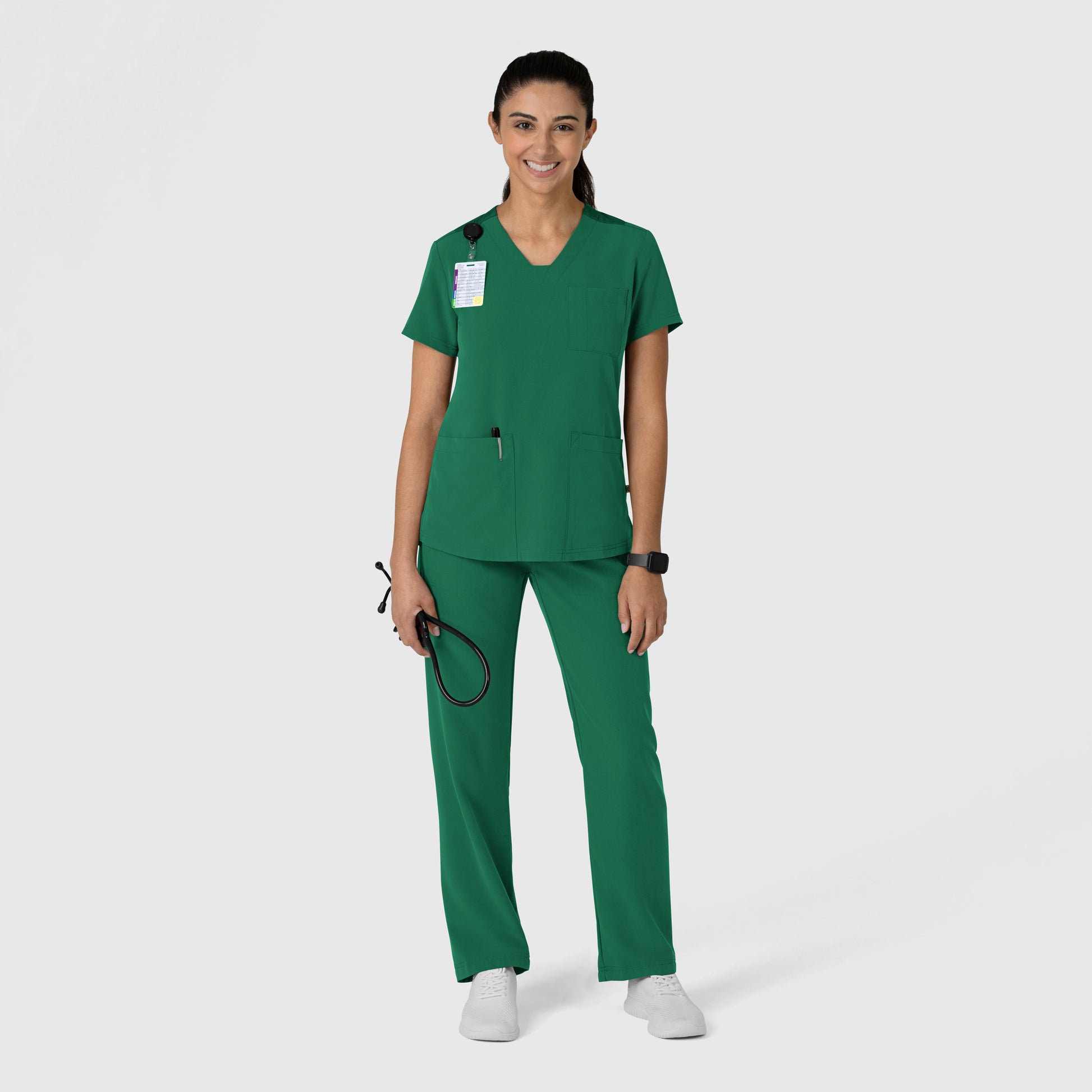 Nova 6132 Flex-n-Reach V-Neck Scrub Top Hunter Model Image Right Side | Wink