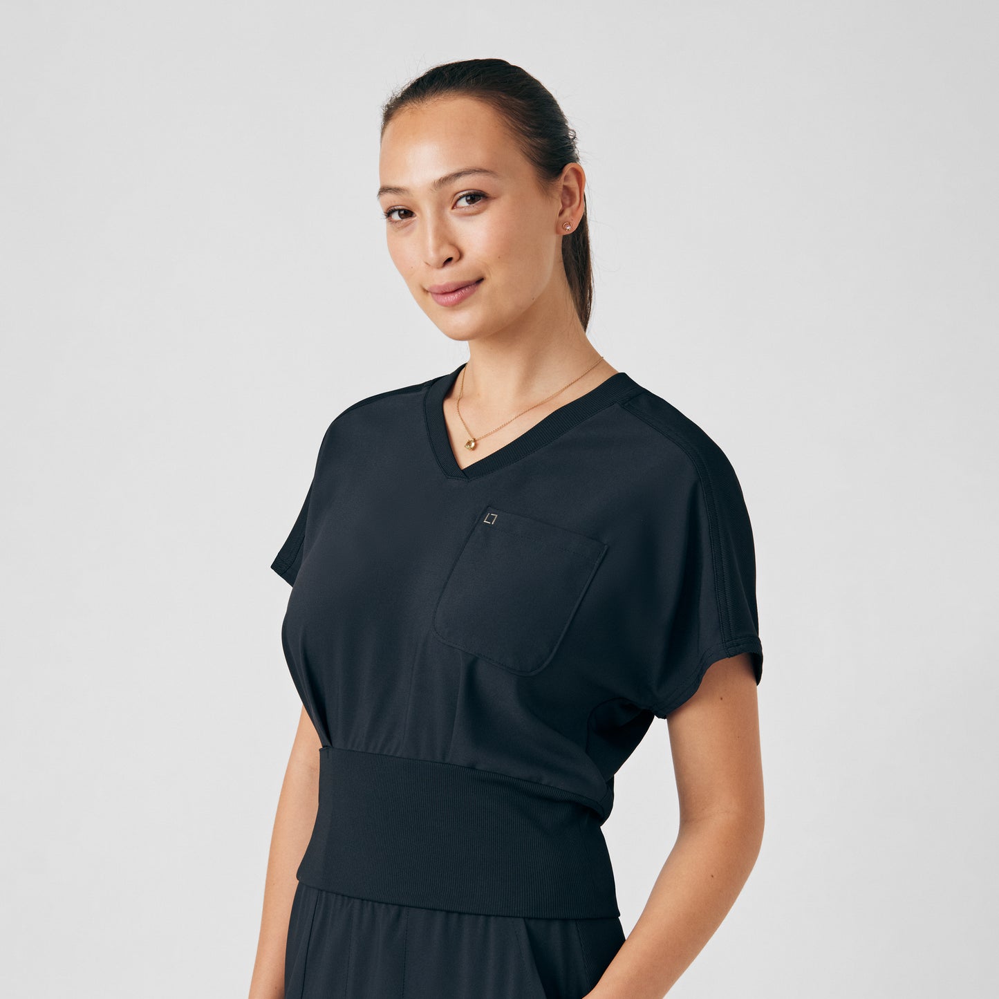 Forward LT123 Women's 2 Pocket V Neck Scrub Top Black Image