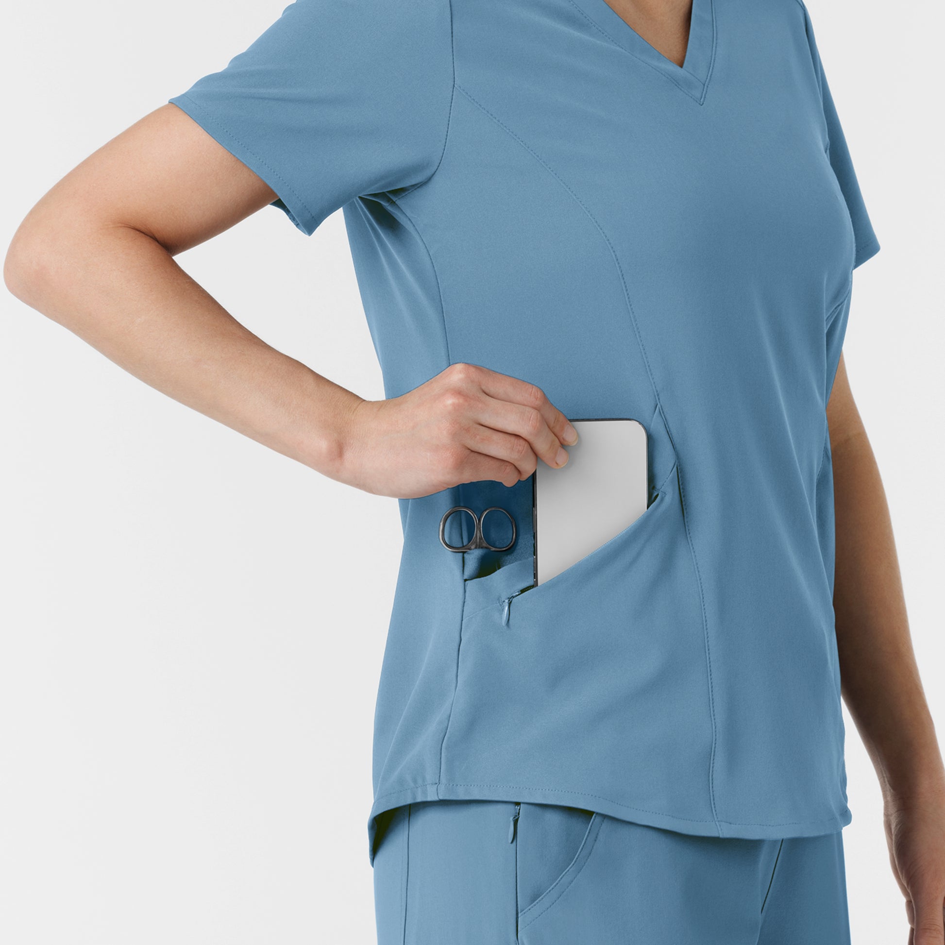 RENEW 6134 Women's V-Neck Scrub Top Pacific Blue