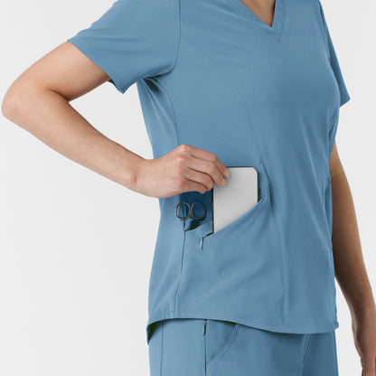 RENEW 6134 Women's V-Neck Scrub Top Pacific Blue