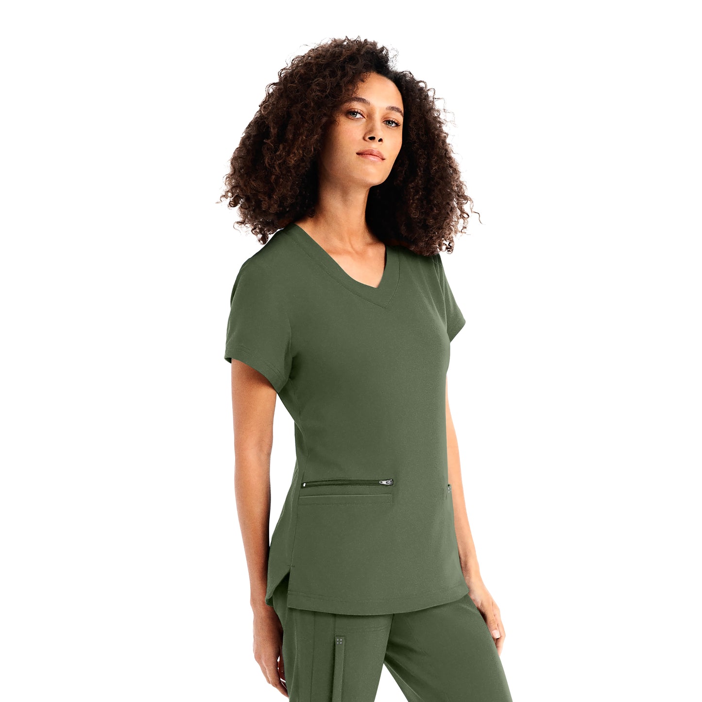 CRFT WT127 Women's 3 Pocket V Neck Scrub Top Olive Image