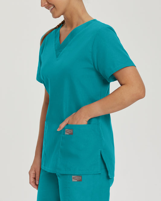 Scrub Zone 70221 Women's 3 Pocket V Neck Scrub Top Teal Image