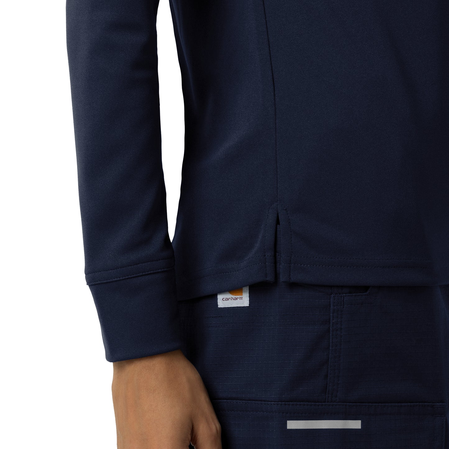 Rugged Flex C12129 Women's Heavyweight Long Sleeve Polo Scrub Top Dark Navy