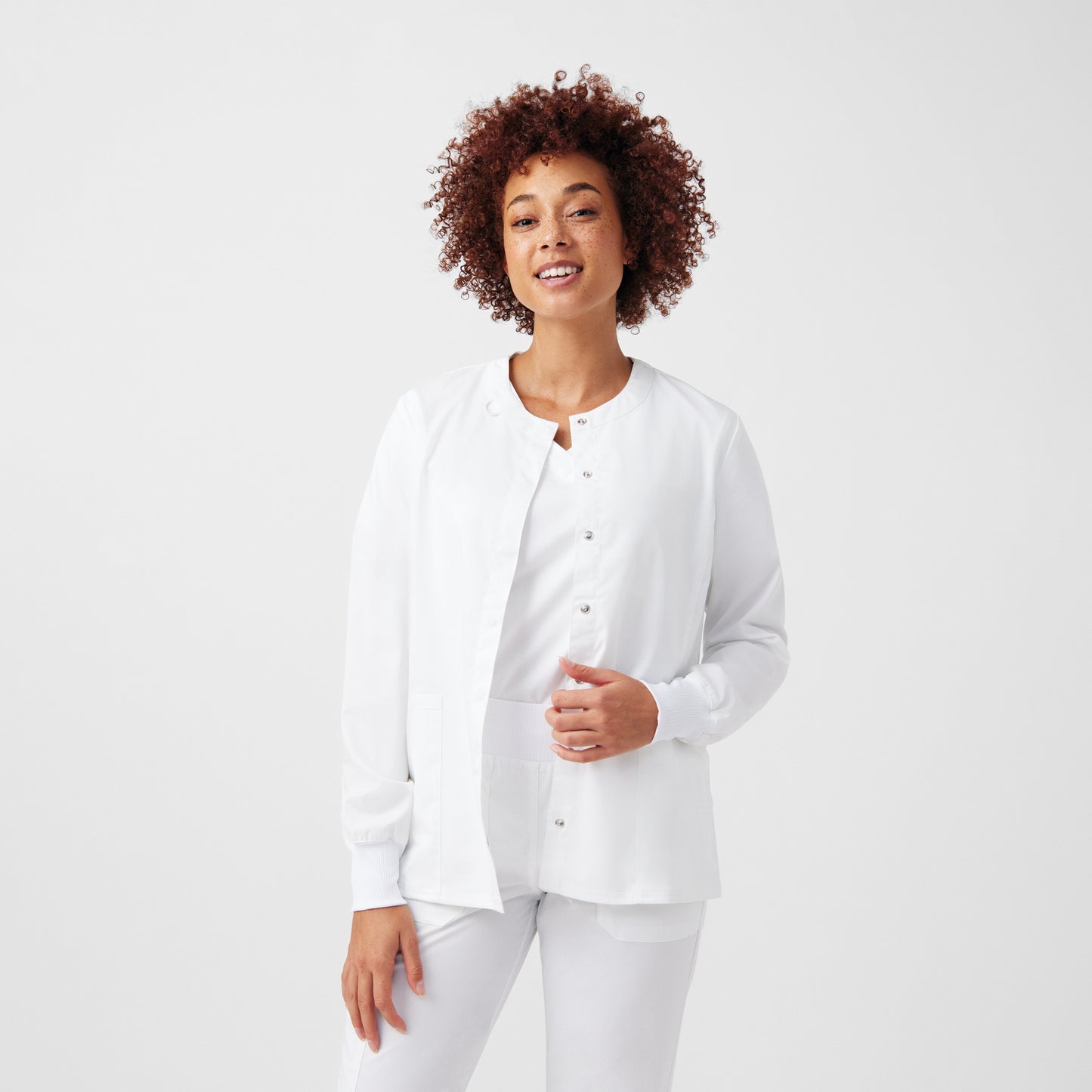 ProFlex LJ706 Women's 3 Pocket Scrub Jacket White Image