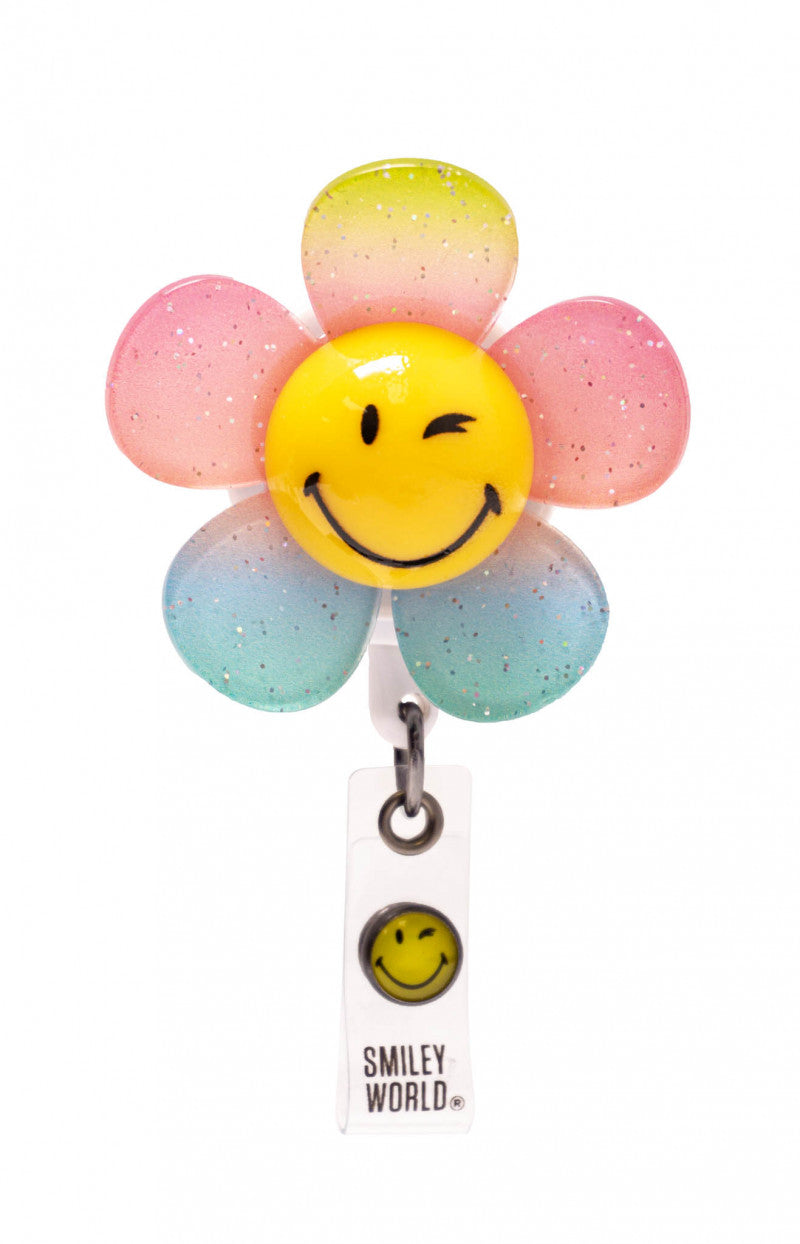 Koi Smiley World SA109 Badge Reel 3D Smiley Flower