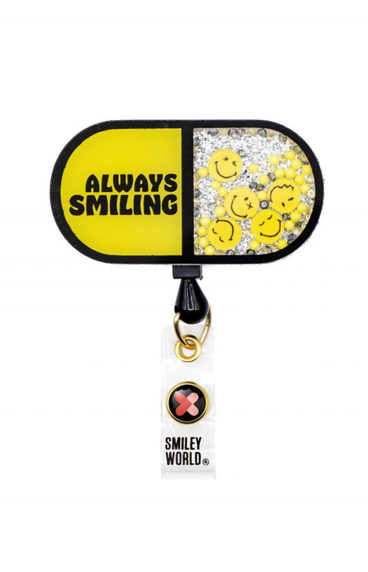 Smiley World SA156 SmileyWorld Shaker Badge Always Smiling Pill