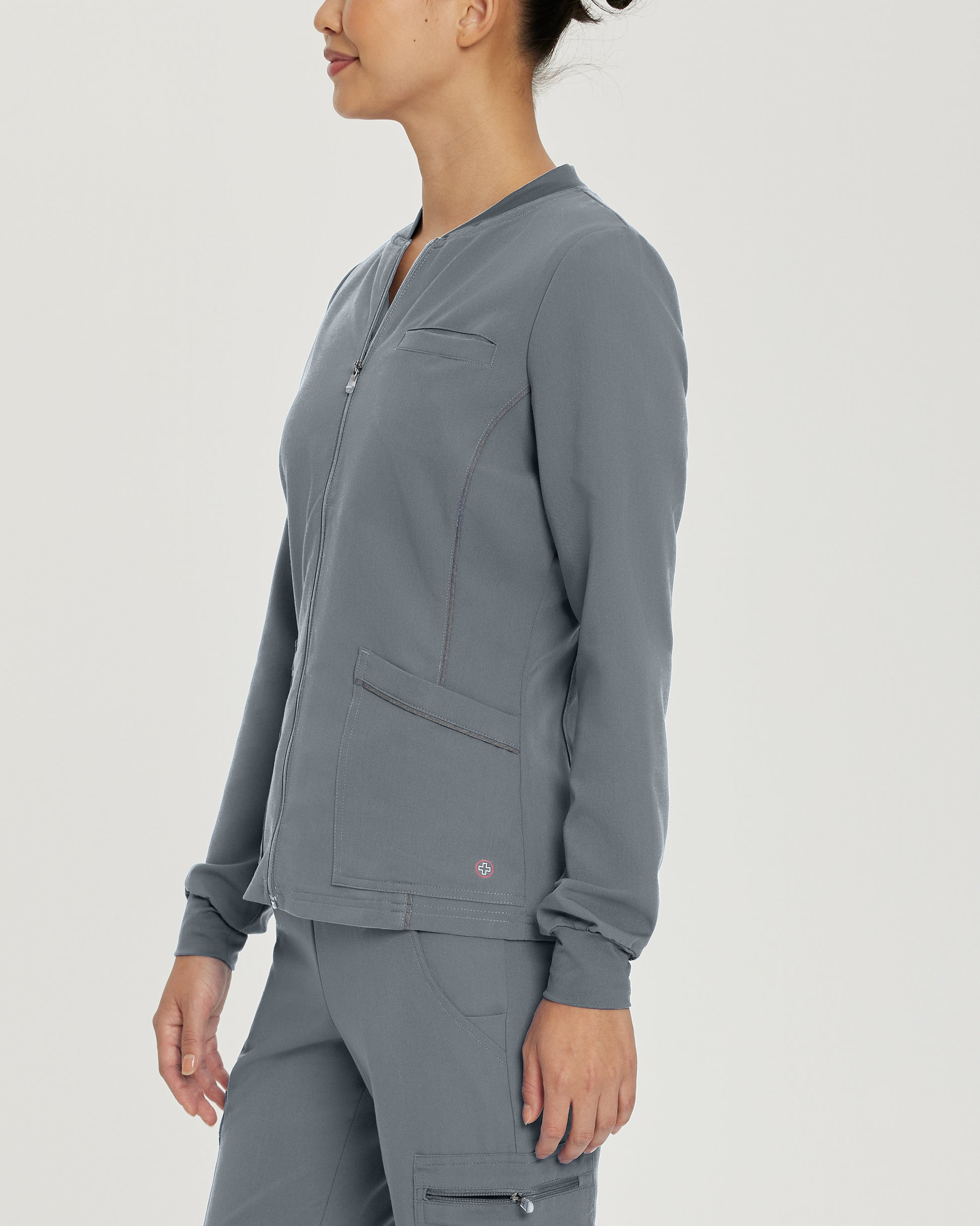 V-Tess 953 Women's 3 Pocket Warm Up Scrub Jacket Taylor Grey Image