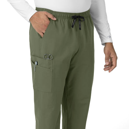 Force Essentials C55013 Unisex Elastic Waist Cargo Scrub Pants Olive Model Image Left Side | Carhartt