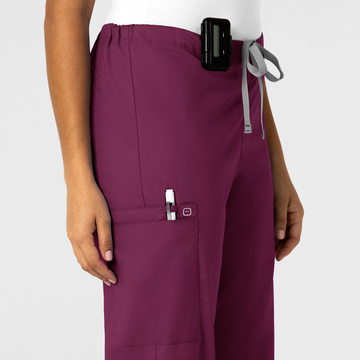 WonderWORK 500 Unisex Drawstring Cargo Scrub Pants Wine Model Image Alternate | Wink