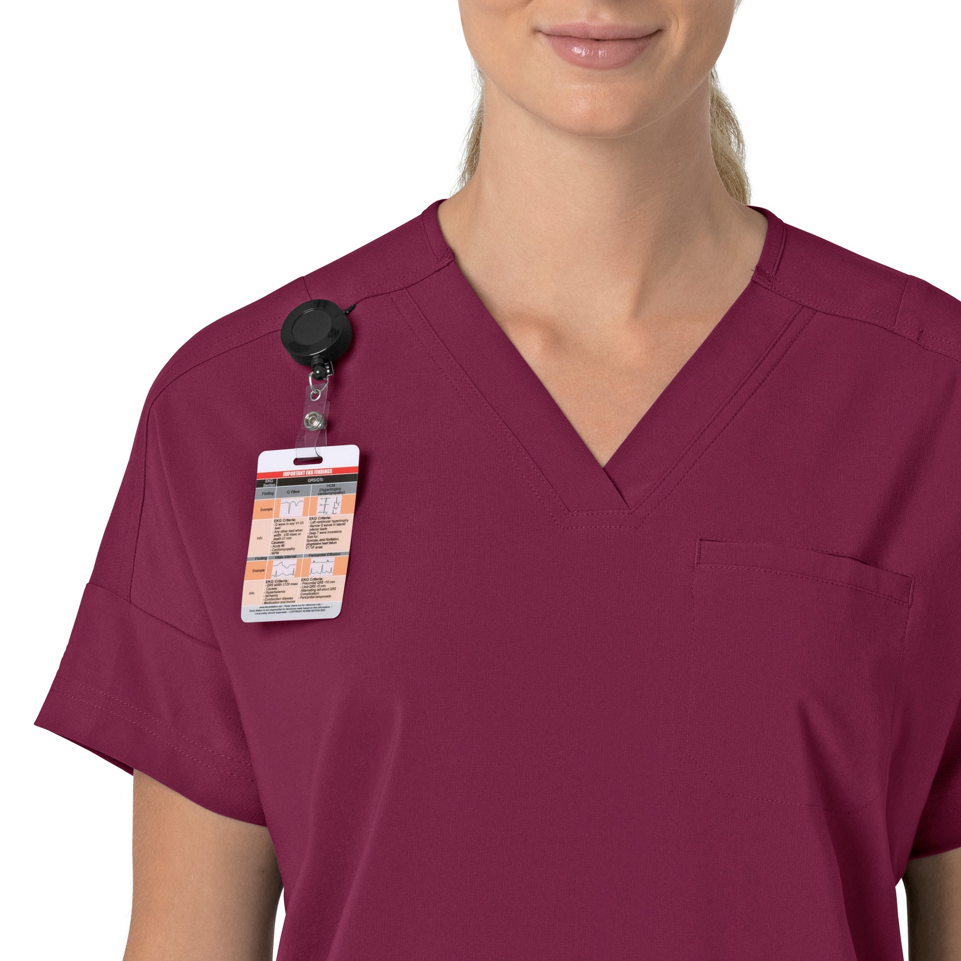 Force Cross-Flex C13110 Oversized V-Neck Scrub Top Wine Model Image Alternate | Carhartt