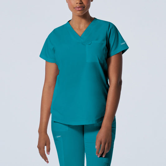 ProFlex LT107 Women's 2 Pocket V Neck Scrub Top Teal Image