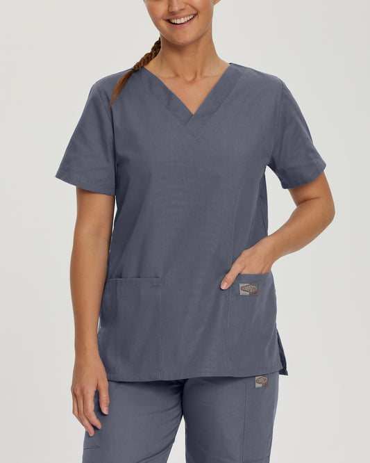 Scrub Zone 70221 Women's 3 Pocket V Neck Scrub Top Steel Grey Image