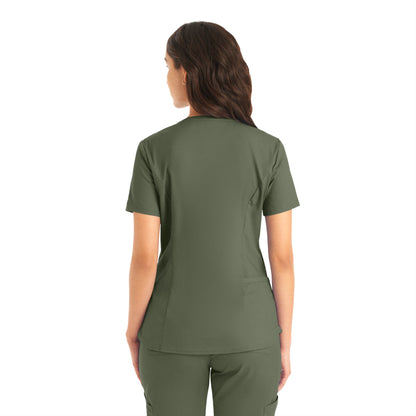 ProFlex LT107 Women's 2 Pocket V Neck Scrub Top Olive Moss Image