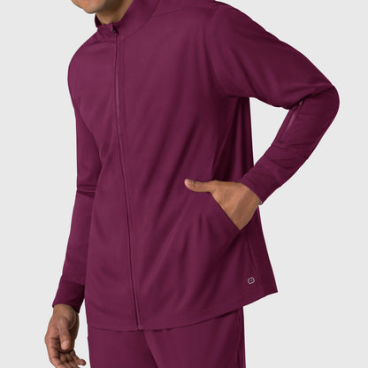 Boundless 8351 Men's Warm Up Scrub Jacket Wine Model Image Left Side | Wink