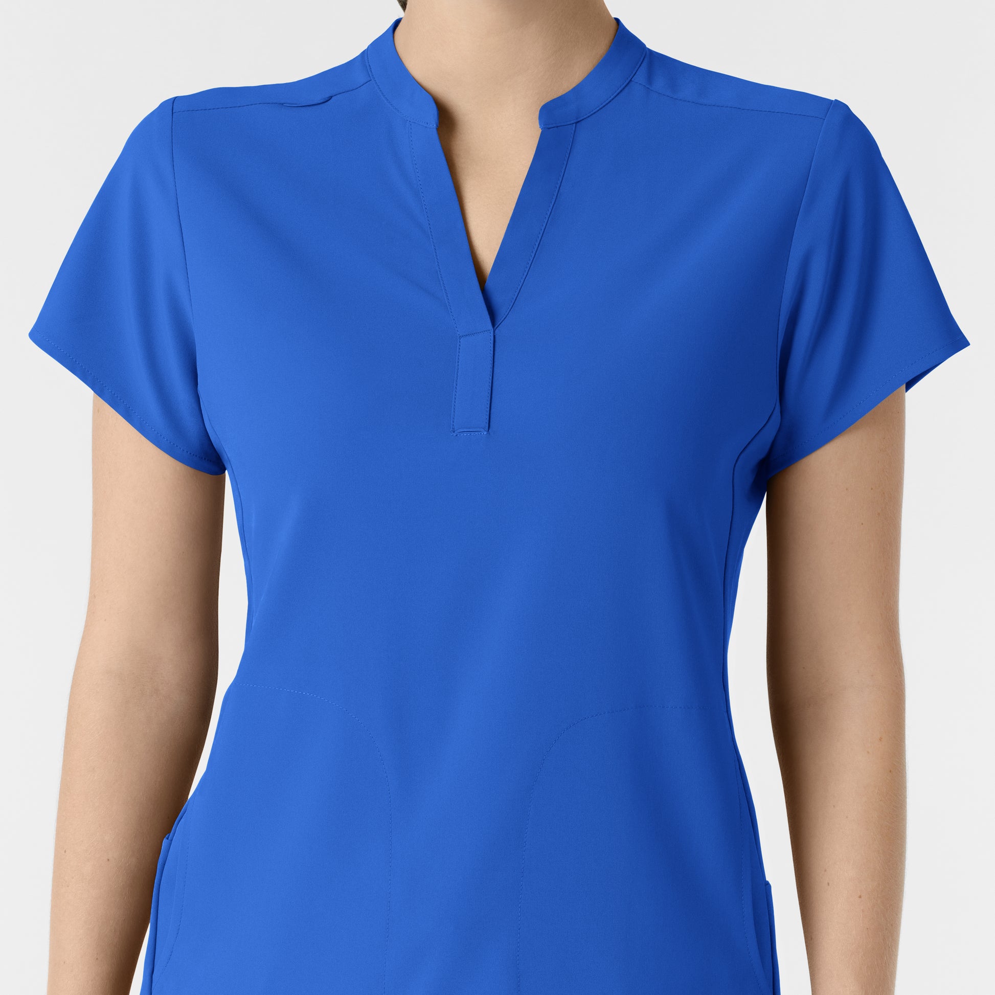 RENEW 6734 Mandarin Collar Scrub Top Royal Model Image Left Side | Wink