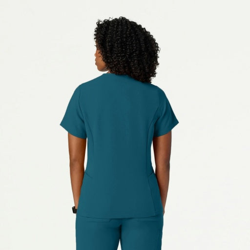 ULTRAlast W10003 Women's Calix Fit & Flare Scrub Top Caribbean Blue