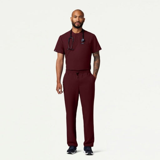 ULTRAlast M10003 Men's Reeve Henley Scrub Top Burgundy