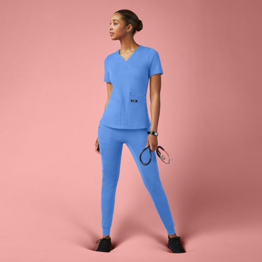 ULTRAsoft W40002 Women's Kait 10-Pocket Skinny Scrub Joggers Ceil Blue