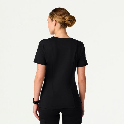 ULTRAsoft W30014 Women's Kass Slim 4-Pocket Scrub Top Black