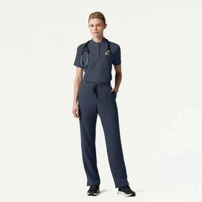 ULTRAlast W10006 Women's Savi Stand-Collar Scrub Top Carbon Gray