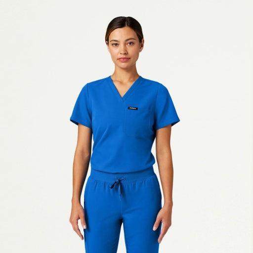 ULTRAlast W10013 Women's Rhena Slim 1-Pocket Scrub Top Royal Blue