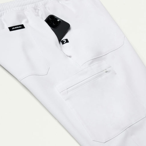 ULTRAlast M120001 Men's Osmo 8-Pocket Cargo Scrub Joggers White