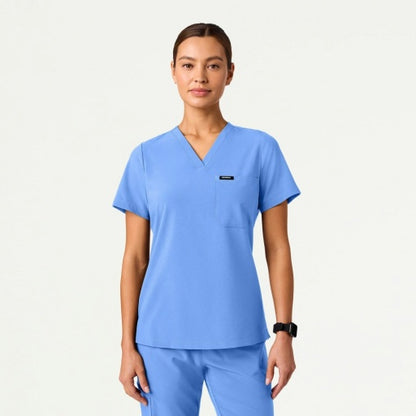 ULTRAlite W10040 Women's Rhena Slim 1-Pocket Scrub Top Ceil Blue