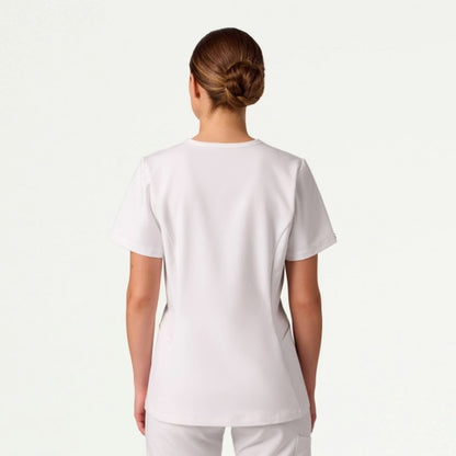 ULTRAlast W10003 Women's Calix Fit & Flare Scrub Top White