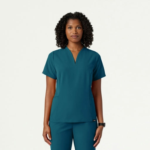 ULTRAlast W10003 Women's Calix Fit & Flare Scrub Top Caribbean Blue