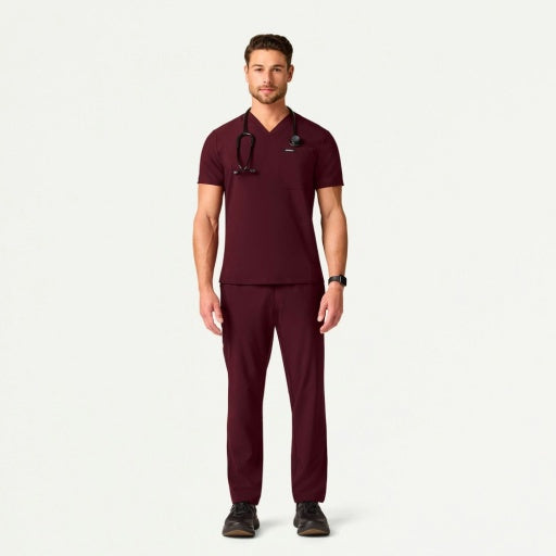 ULTRAlite M10013 Men's Bron 3-Pocket Scrub Top Burgundy