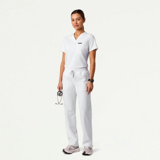 ULTRAlast W120001 Women's Xenos Cargo Knit Waist Scrub Pants White