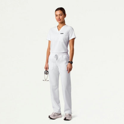 ULTRAlast W120001 Women's Xenos Cargo Knit Waist Scrub Pants White