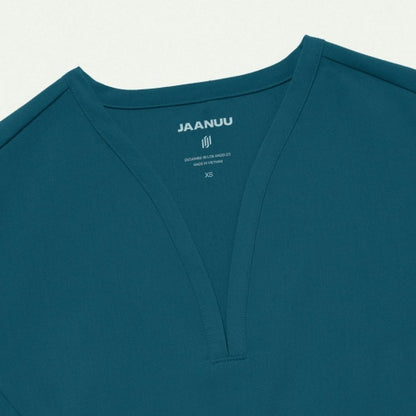 ULTRAlast W10003 Women's Calix Fit & Flare Scrub Top Caribbean Blue