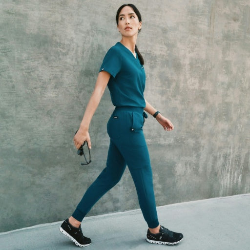 ULTRAlast W20003 Women's Silex Slim Knit-Waist Scrub Joggers Caribbean Blue