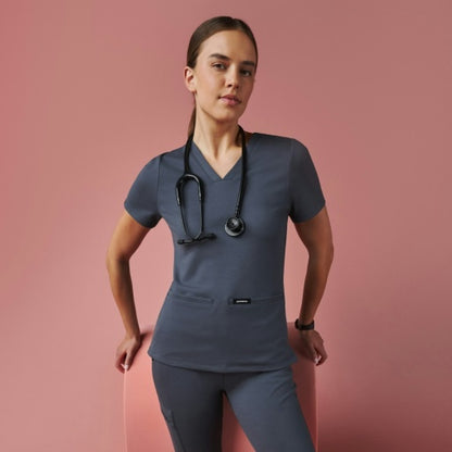 ULTRAsoft W30003 Women's Cesi Slim Scrub Top Carbon Gray