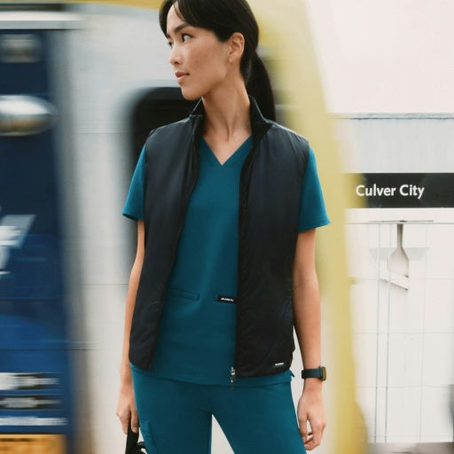 ULTRAsoft W30003 Women's Cesi Slim Scrub Top Caribbean Blue