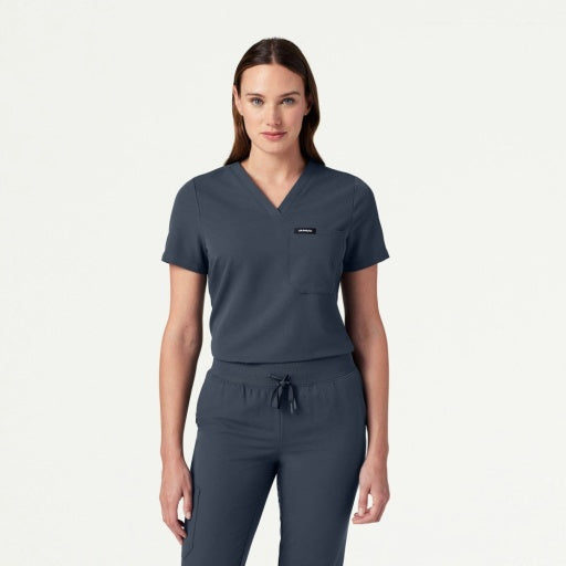 ULTRAlast W10013 Women's Rhena Slim 1-Pocket Scrub Top Carbon Gray
