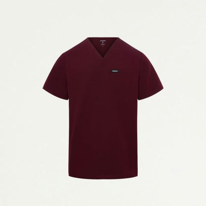 ULTRAlast M10002 Men's Platt 3-Pocket Scrub Top Burgundy