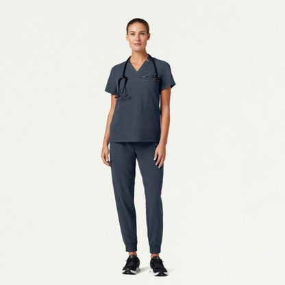 ULTRAlast W10002 Women's Helia Notched V-Neck Scrub Top Carbon Gray