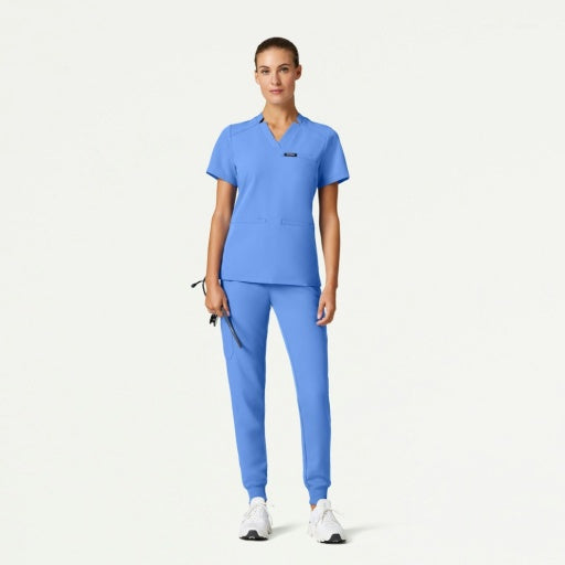 ULTRAlast W10015 Women's Helia Slim Notched V-Neck Scrub Top Ceil Blue