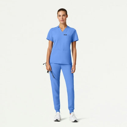 ULTRAlast W10015 Women's Helia Slim Notched V-Neck Scrub Top Ceil Blue