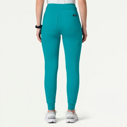 ULTRAsoft W40002 Women's Kait 10-Pocket Skinny Scrub Joggers Teal