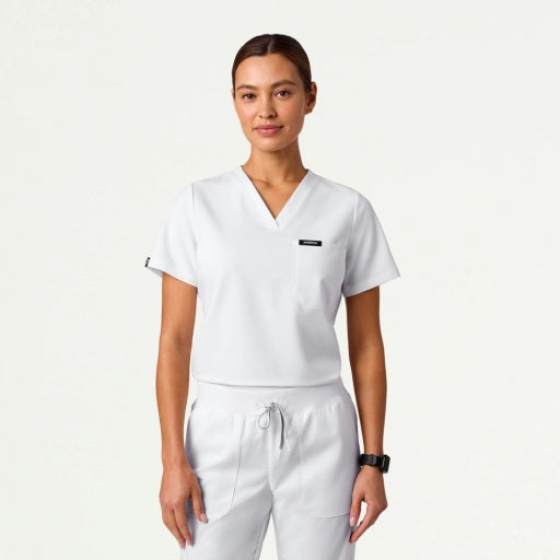 ULTRAlast W10013 Women's Rhena Slim 1-Pocket Scrub Top White