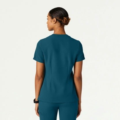 ULTRAlast W10015 Women's Helia Slim Notched V-Neck Scrub Top Caribbean Blue
