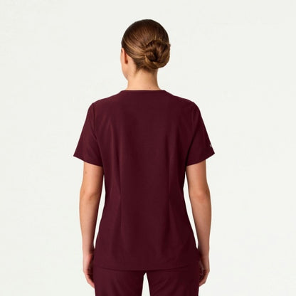 ULTRAlite W10040 Women's Rhena Slim 1-Pocket Scrub Top Burgundy