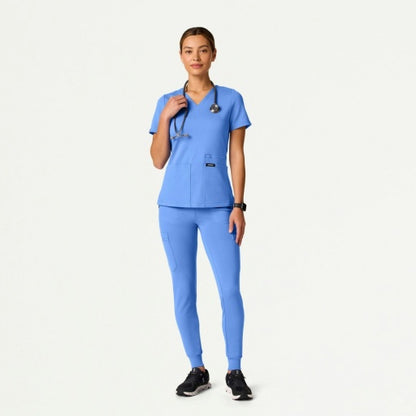 ULTRAsoft W40002 Women's Kait 10-Pocket Skinny Scrub Joggers Ceil Blue