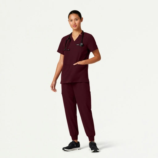 ULTRAlast W10002 Women's Helia Notched V-Neck Scrub Top Burgundy