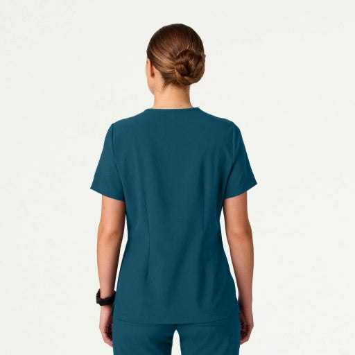 ULTRAlite W10040 Women's Rhena Slim 1-Pocket Scrub Top Caribbean Blue