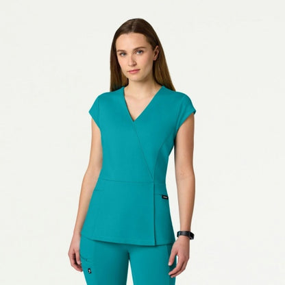 ULTRAsoft W210001 Women's Isla Mock-Wrap Scrub Top Teal