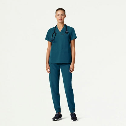 ULTRAlast W10002 Women's Helia Notched V-Neck Scrub Top Caribbean Blue